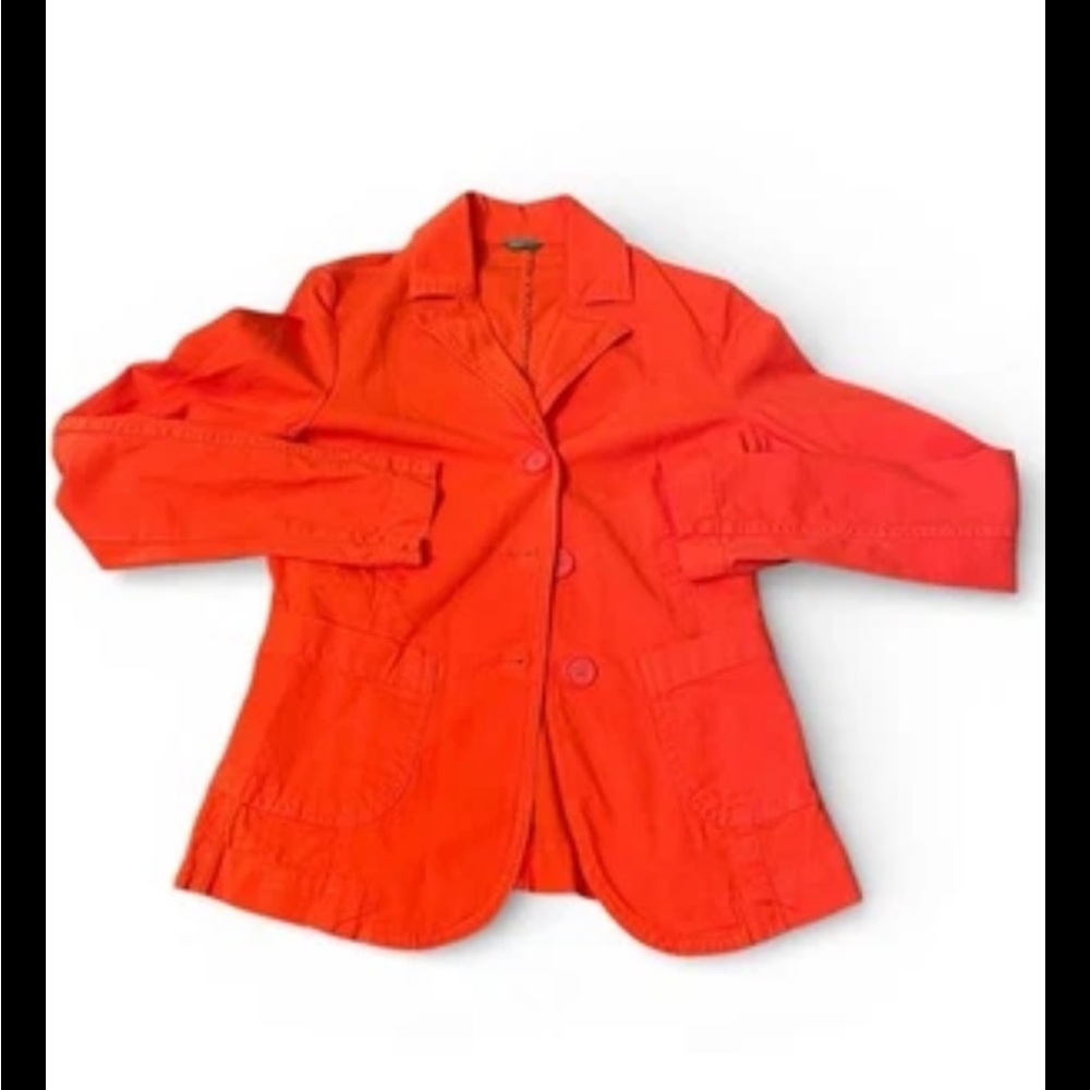 Benetton Women’s 3 Button Orange Blazer/Jacket -Stretch- XXS/38